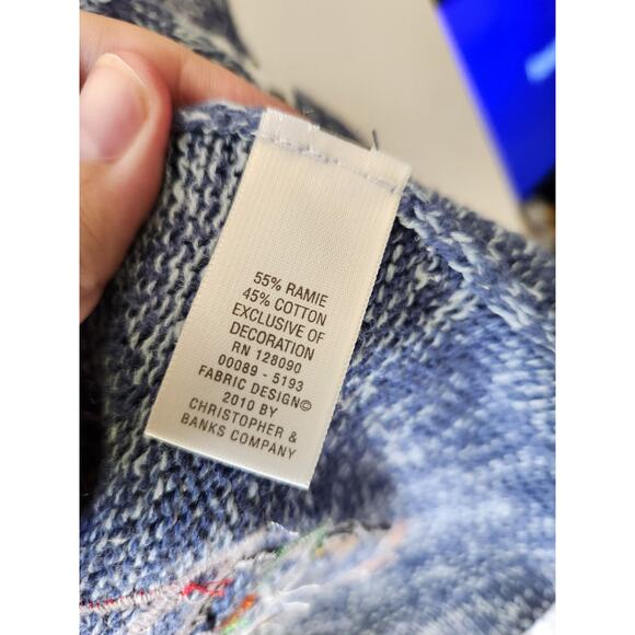 Christopher & Banks Hand Embroidered Christmas Holiday  Sweater Size Small - Picture 8 of 9